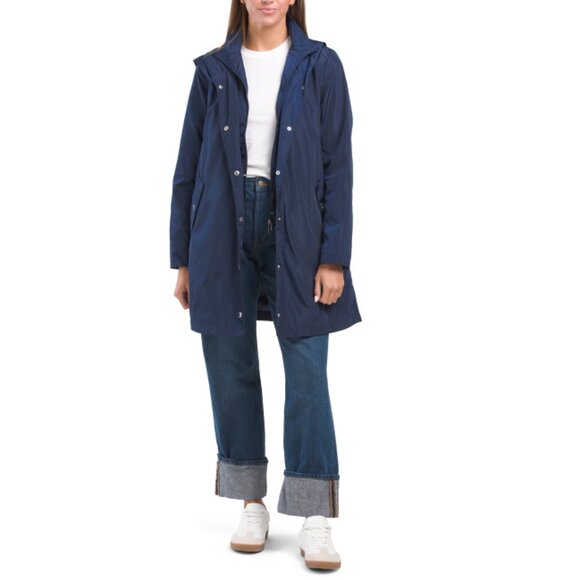 VIA SPIGA Navy Packable Rain Jacket